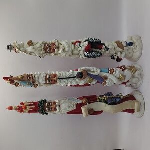 Vintage Gantz Mystical Santa Claus 11 1/4" Candle/Pencil Stick Santa Set Of 3